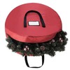 Hastings Home Wreath Storage Round Tote Bag with Handles for Holiday Artificial Garlands, Wreath, Red 604956NGP